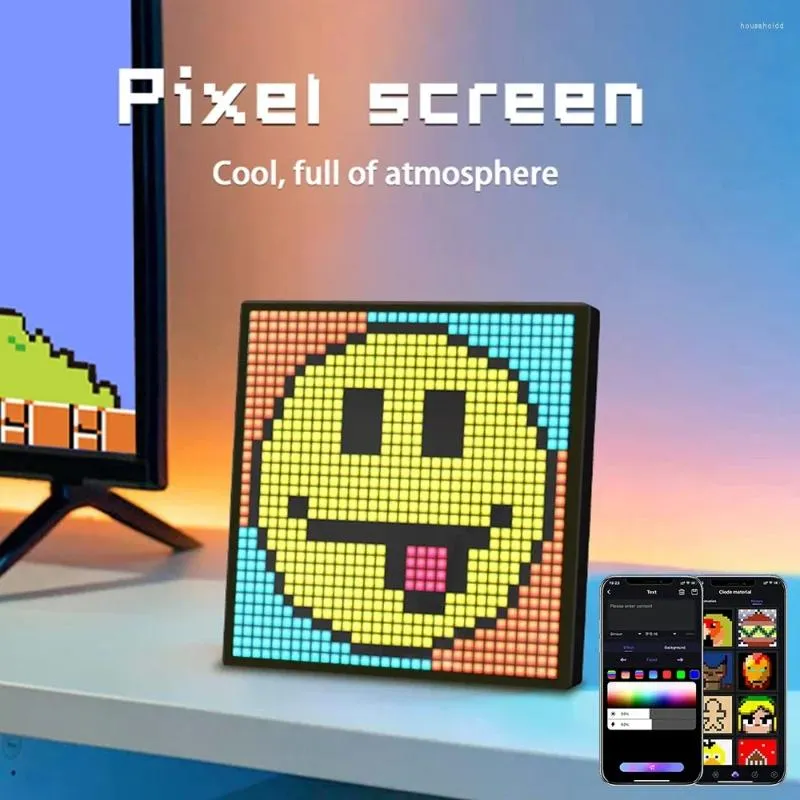 Nocne światła Smart LED Matrix Pixel Screen Wyświetlacza aplikacja Kontrola programowalna lekka cyfrowa rama rama dekoracja pokoju gra