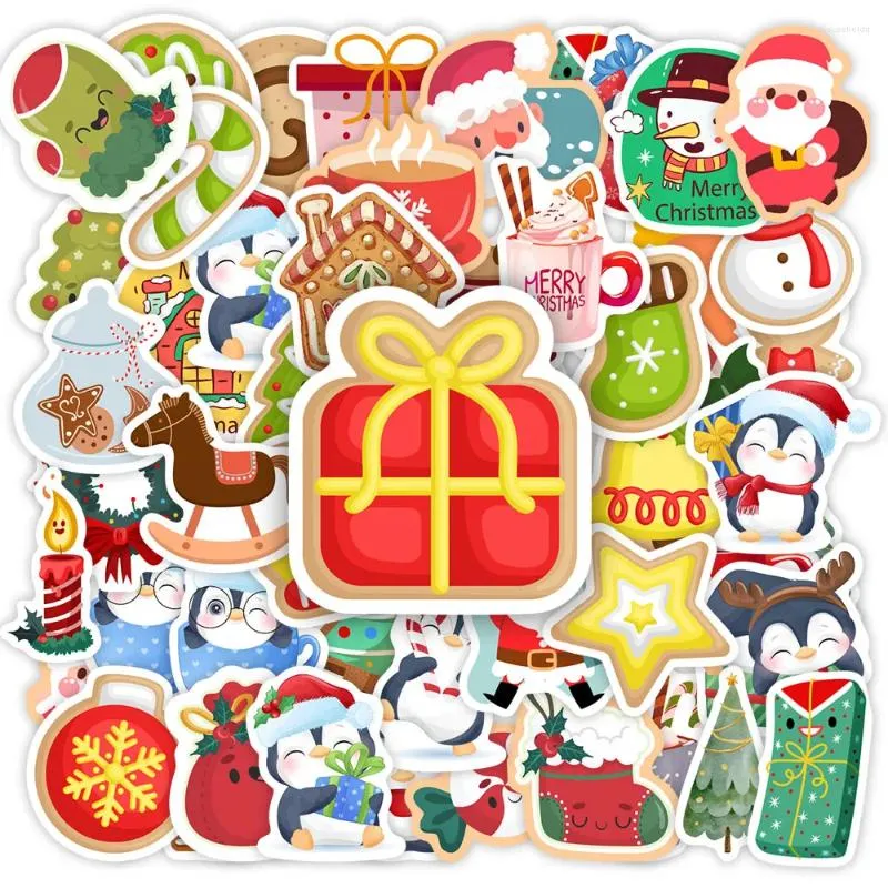 Gift Wrap Merry Christmas Stickers Year Cute DIY Scrapbooking Decoration Decals Cartoon Seal For Children PVC Waterproof Toys