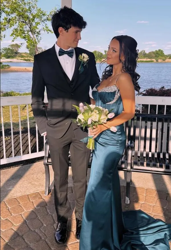 Ink Blue Rhinestone Beaded Long Prom Dress Mermaid Formal Evening Gown with  High Slit and Beaded Straps from Dhgate Prom Dresses - price 142.72