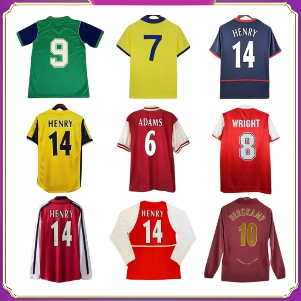 1998 1999 2005 HENRY BERGKAMP Retro voetbalshirts V. PERSIE VIEIRA MERSON ADAMS Heren thuis rood uit 3e voetbalshirt met korte mouwen