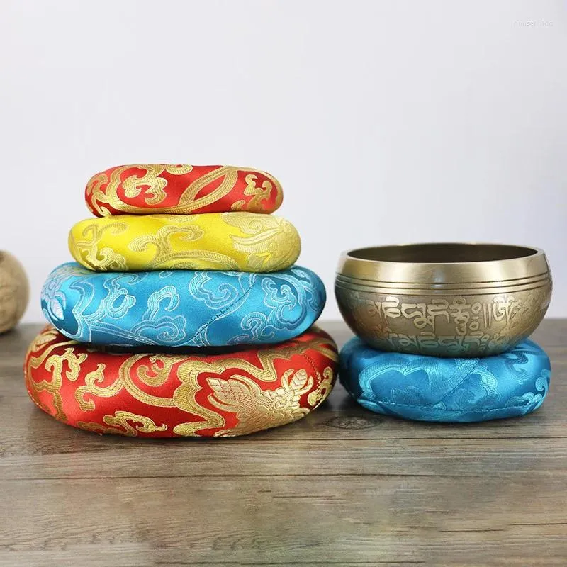 Dekoratif Figürinler Yoga Tibet Şarkı Singing Bowl Mat Himalayan El Çekiçli Çakra Meditasyon Din İnanç Budist Ev Dekorasyonu Rndom