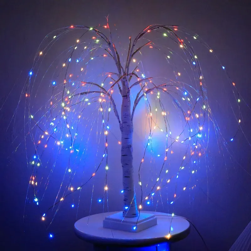 LED Wilgen Nachtlampje Gypsophila Kleurrijke Boom Afstandsbediening Tafellamp Voor Thuis Slaapkamer Bruiloft Kerst Indoor Decor Nachtlampje 240131