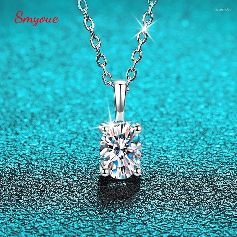 Pingentes smyoue 1ct oval corte real moissanite colar para mulheres casamento s925 prata esterlina pingente corrente d cor atacado jóias