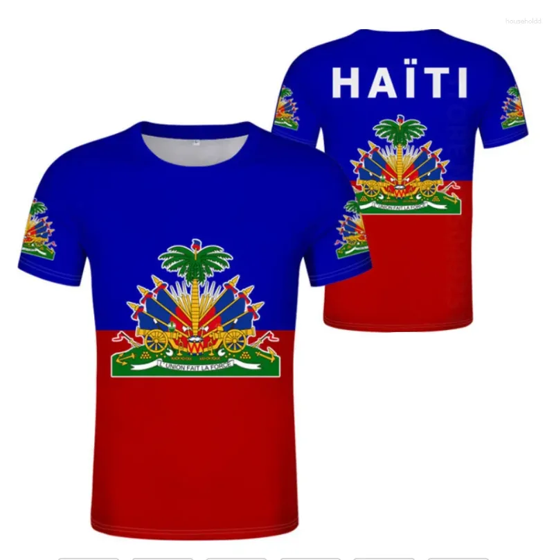 Homens Camisetas HAITI Nation Flag T-shirt Francês República Haitiana Moda e Interessante Camiseta Nacional Camisa Emblema