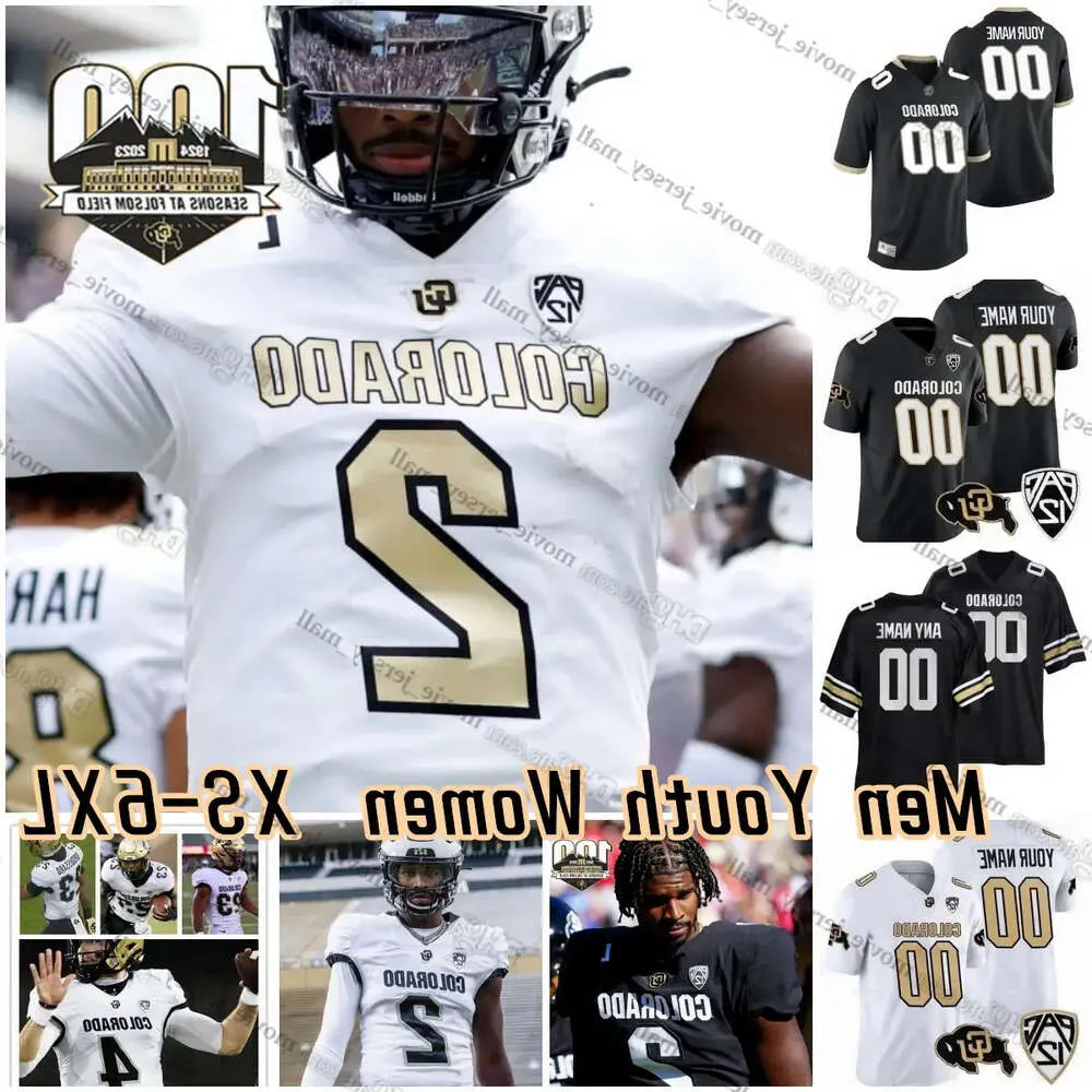 XS-6XL Custom Colorado Buffaloes Football Jersey 2 Sydeur Sanders 12 Travis Hunter 3 Dylan Edwards 21 Shilo Sanders 7 Cormani McClain 43 High 1 1 4