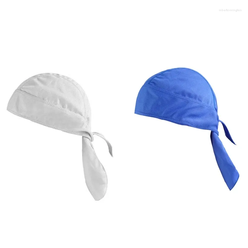 Bonés de ciclismo 2x lenço de cabeça de secagem rápida puro boné masculino correndo equitação bandana lenço chapéu pirata capuz bandana azul branco