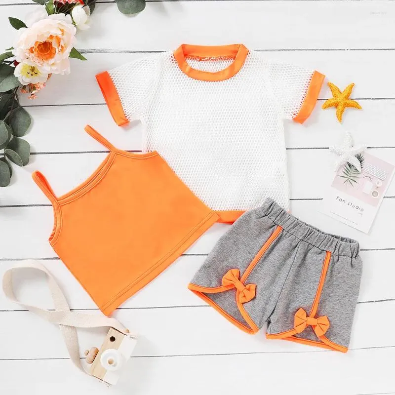 Clothing Sets Toddler Baby Girls Short Sleeve Mesh T-shirt Tops Vest Shorts Outfits Tennis Clothes For Teen