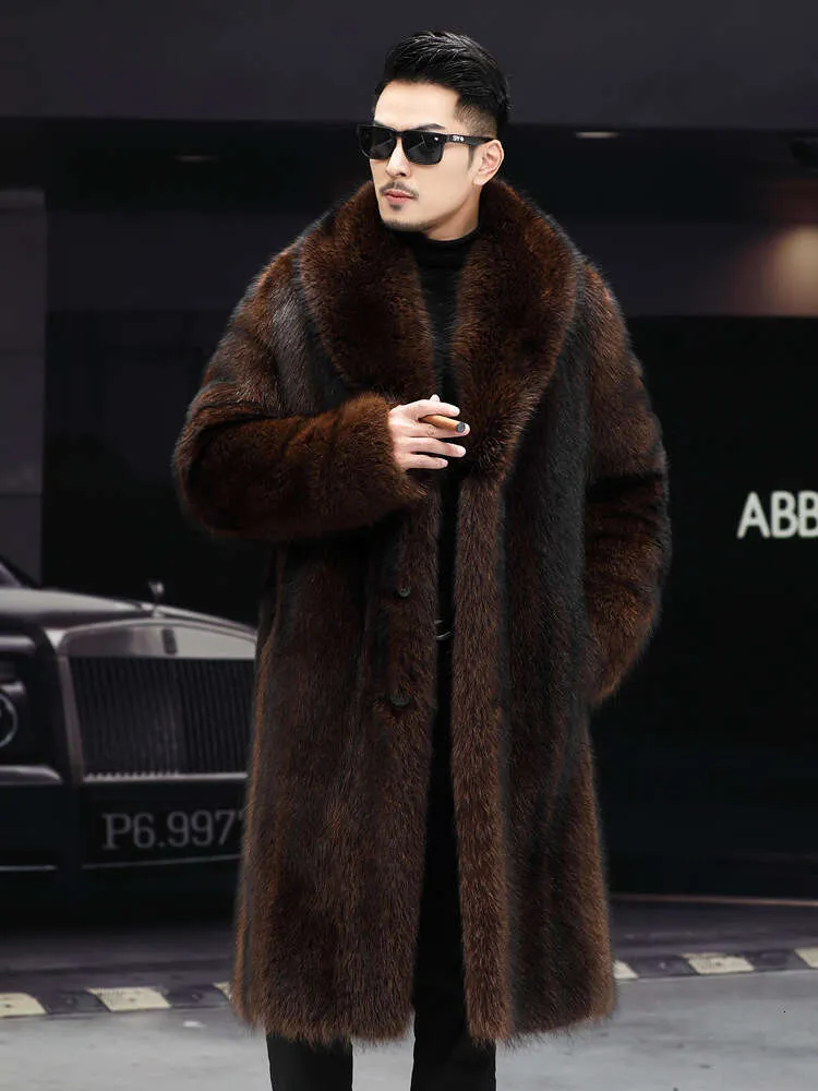 Casaco de vison masculino estilo designer de inverno Haining engrossado pele de lazer de negócios de meia idade UD03