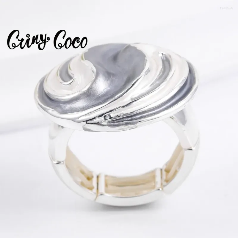 Cluster Rings Cring Coco Trendy Steel Women's Color Alloy Metal Geometric Design Ring for Women Anniversary Wedding Jewelry Gift