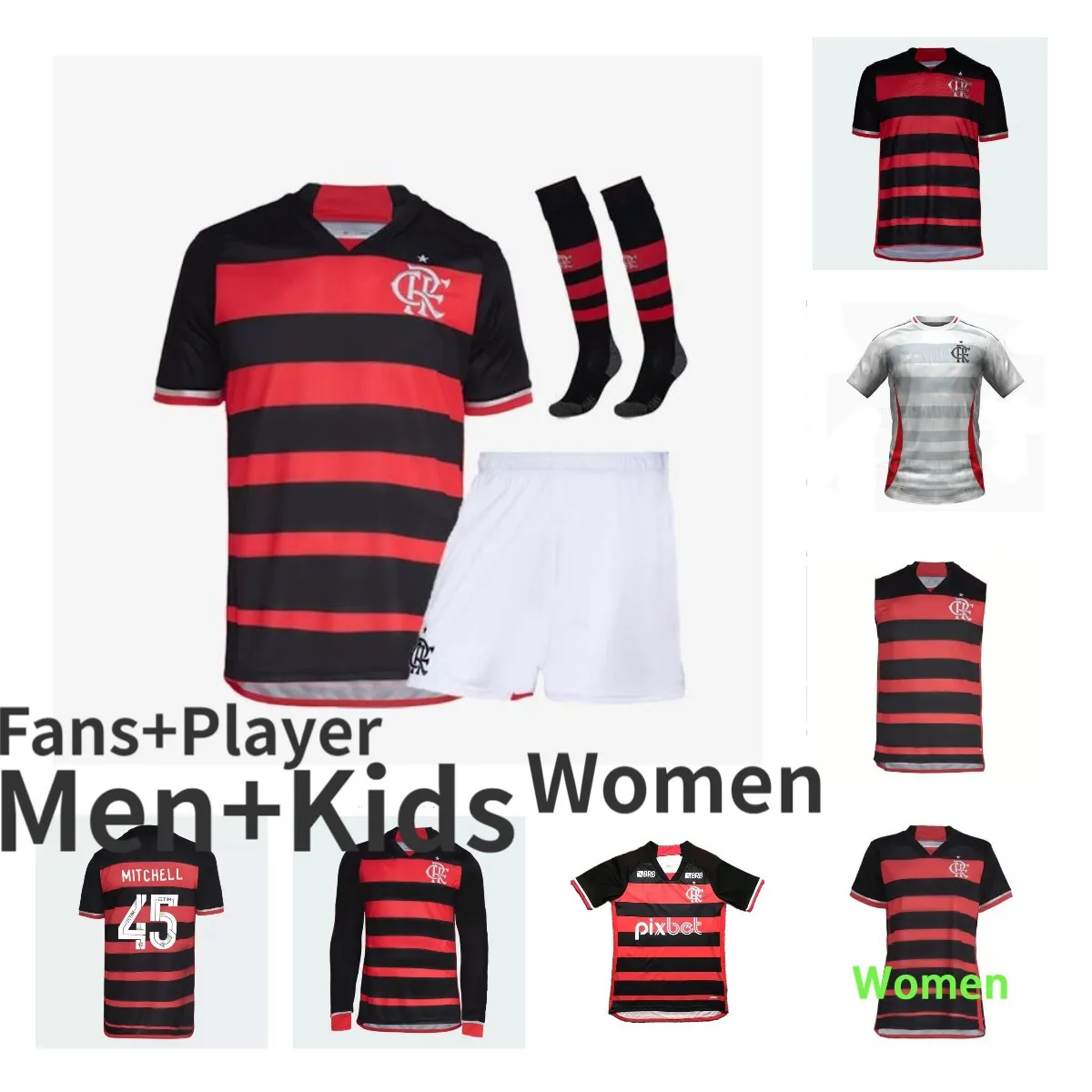Save Big on Bulk Flamengo Soccer Jerseys 2024 2025 VIDAL DE ARRASCAETA GABI  Football Shirt PEDRO Camisa Player Version 24/25