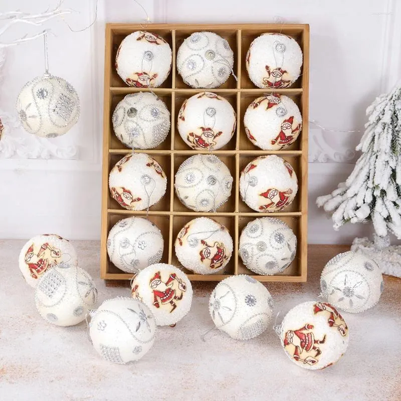 Décorations de Noël 1/2pcs 8cm Boule de mousse blanche Arbre de Noël Pendentifs suspendus Ornement pour l'année de la maison Navidad Natel