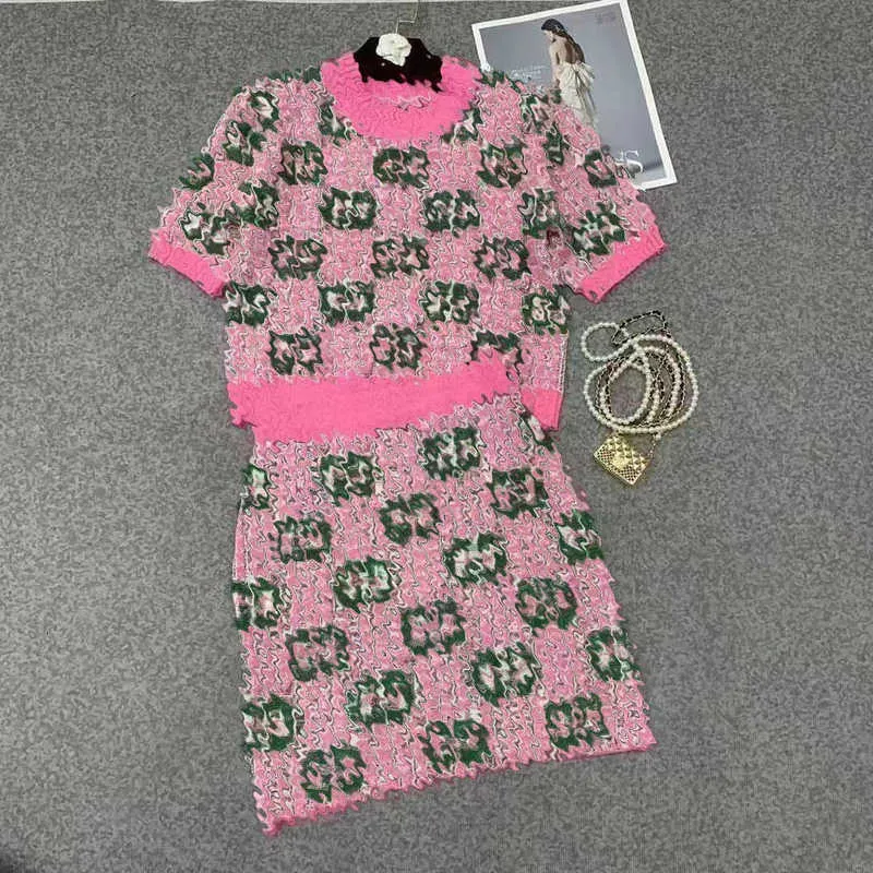 Basic & Casual Dresses designer Women dress womens clothing pink dresses for woman Fashion Short Sleeve Dress Letter Print Slim Fit Pullover Pink Knitted t shirt 6N43