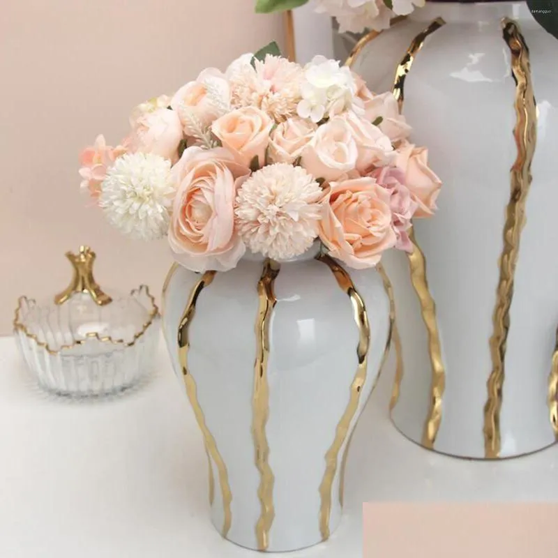 Depolama Şişeleri Kavanozlar Seramik Çiçek Vazo İnce İşçilik Gösterim Porselen Zence