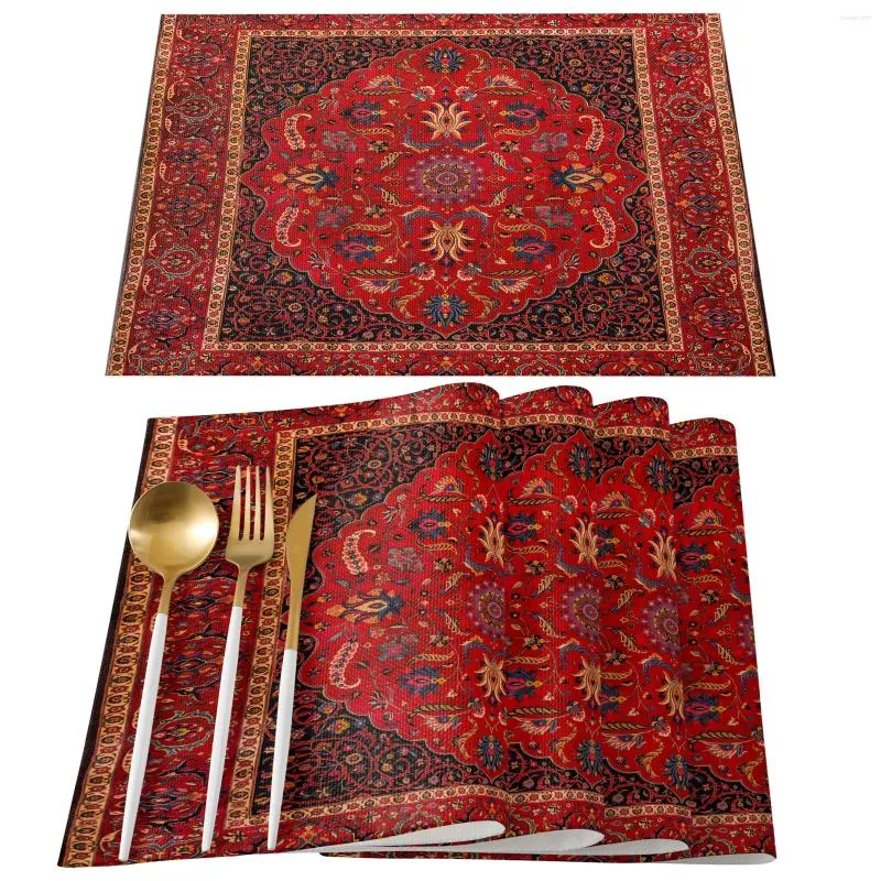 Bordmattor 4/6 datorer Placemat Persian Rug Mat för matkökstillbehör Kaffete Coaster