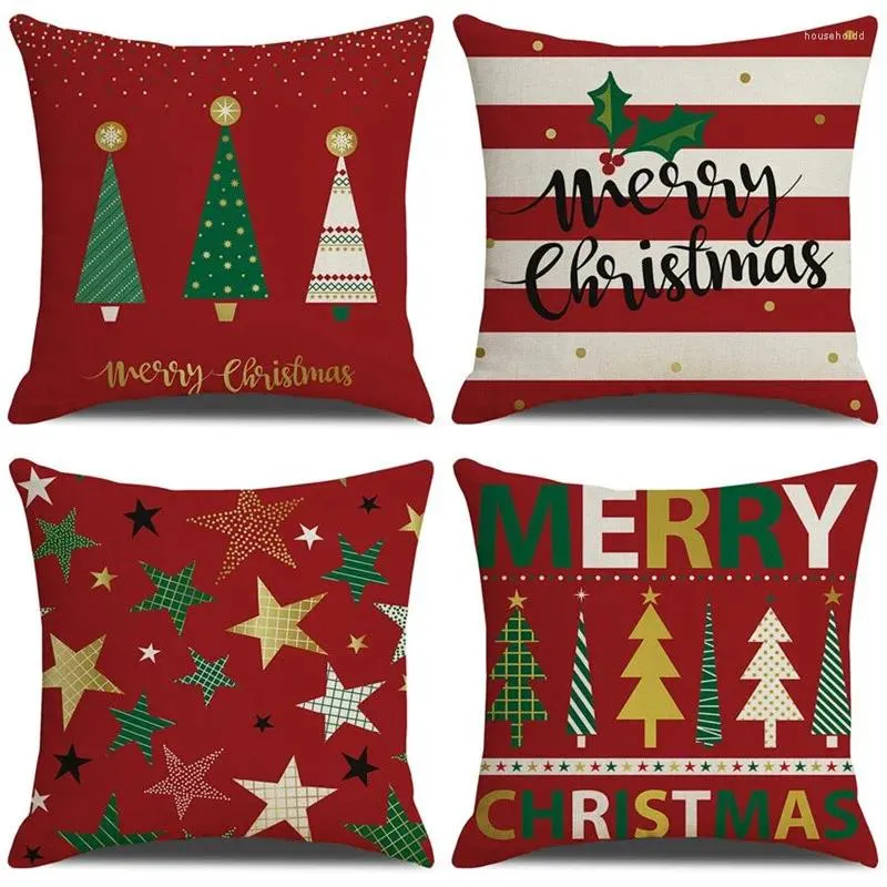 Pillow Merry Christmas Home Decorative Linen Cover Year Festival Living Room Sofa Pillowcase Bedroom Waist