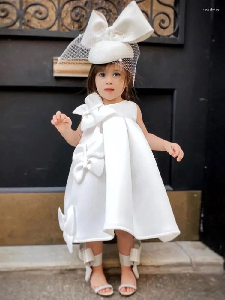 Abiti per ragazza 2024Pasqua Fiocco bianco Un pezzo Matrimonio Brithday Party Abito per bambini Abbigliamento per bambini Per giovane Costume Sukienka