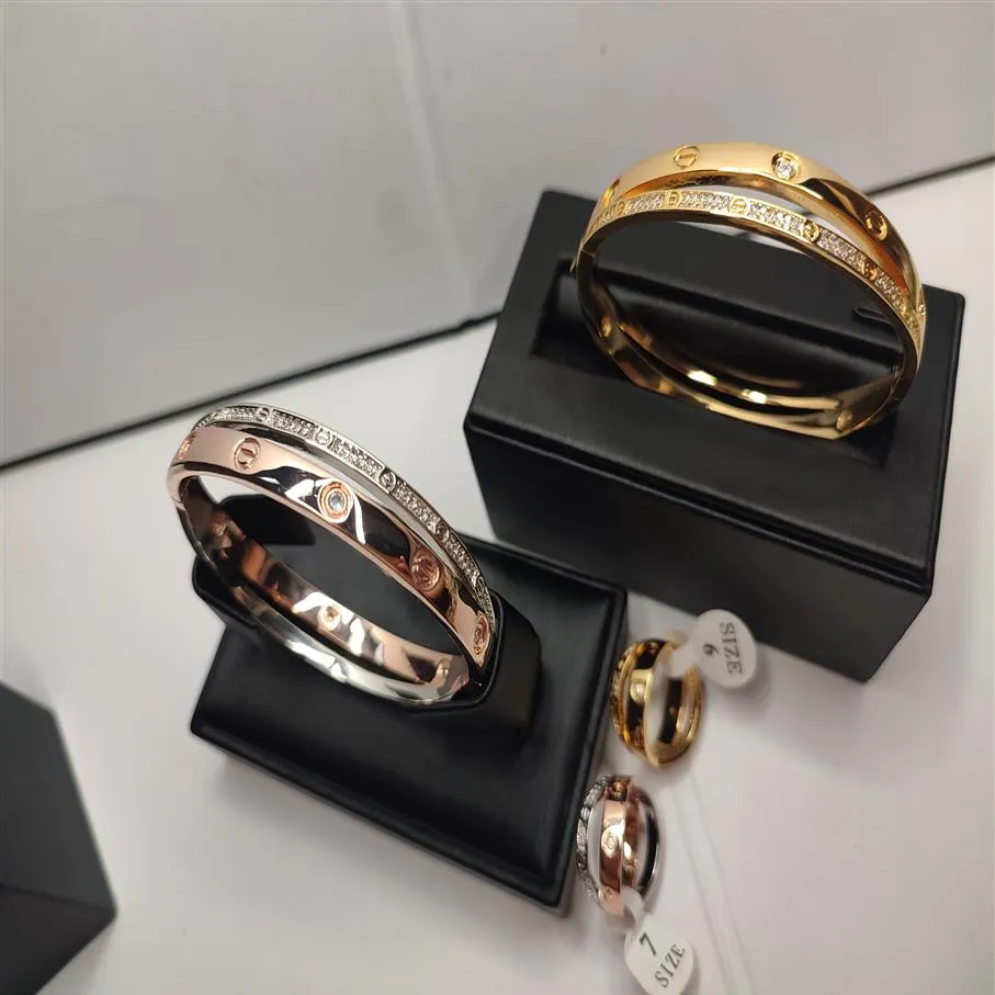 braccialetto di design braccialetto due colori si sovrappongono gioielli firmati femme argento con diamanti semplici Love orologi Donna Uomo coppia braccialetto217w