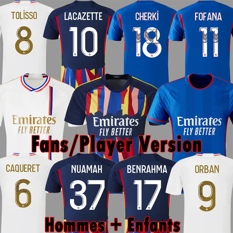 23 24 Benrahma Maillot de Foot 축구 유니폼 Nuamah ol 4th Fofana Tagliafico Football Shirts 2023 2024 Lyonnais Orban Third Traore 남자 키트 키트 장비 Lyon Tops