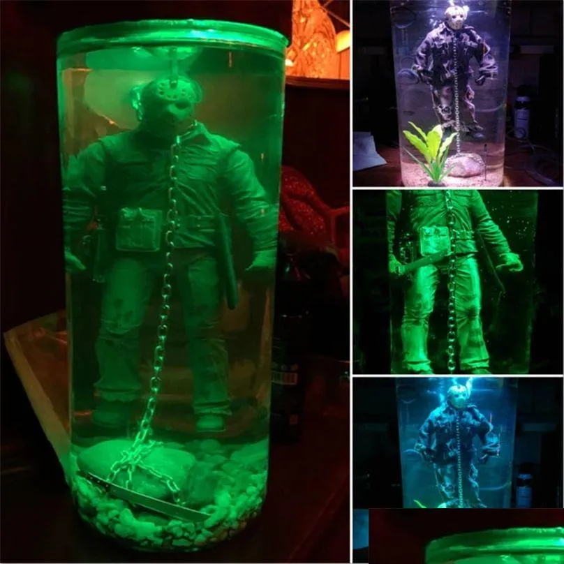 Oggetti decorativi Figurine Figurine Horror Parte 6 Jason Halloween Tazza d'acqua Lampada Spaventosa Resina Luce notturna 220816 Consegna a domicilio Dhlr1