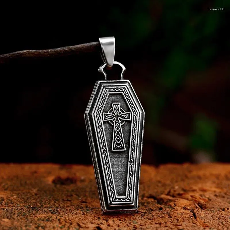 Pendanthalsband Beier 2024 Special Design Coffin Shape Valknut Celtic Cross Mönster Halsband Punk Hip Hop Biker Smyckesgåva