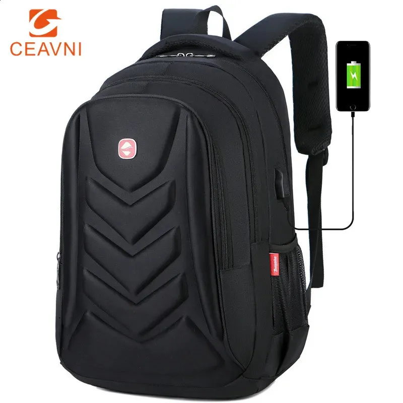 Hommes d'affaires ordinateur portable sac à dos USB chargeur Port sacs de voyage étanches sac d'école 15 ordinateur sac d'affaires sacs à dos étanches 240119