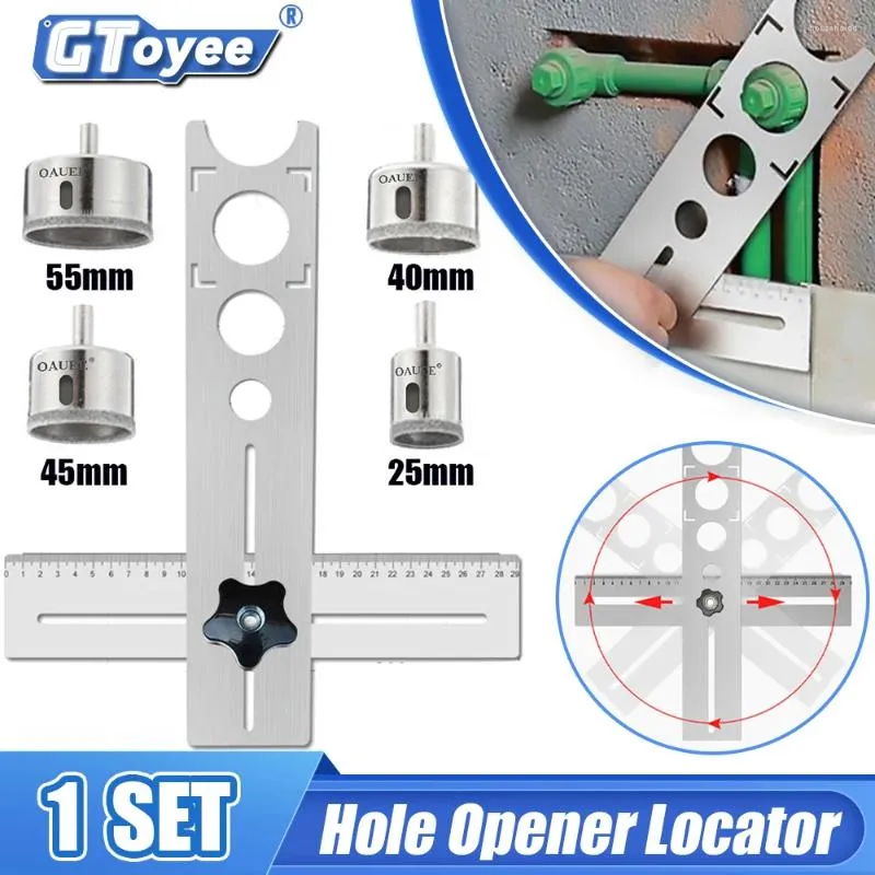 Ensembles d'outils à main professionnels Outils de mesure de poinçonnage réglables de règle de localisateur de trou de carreaux de céramique en acier inoxydable multifonctionnel pour la maison