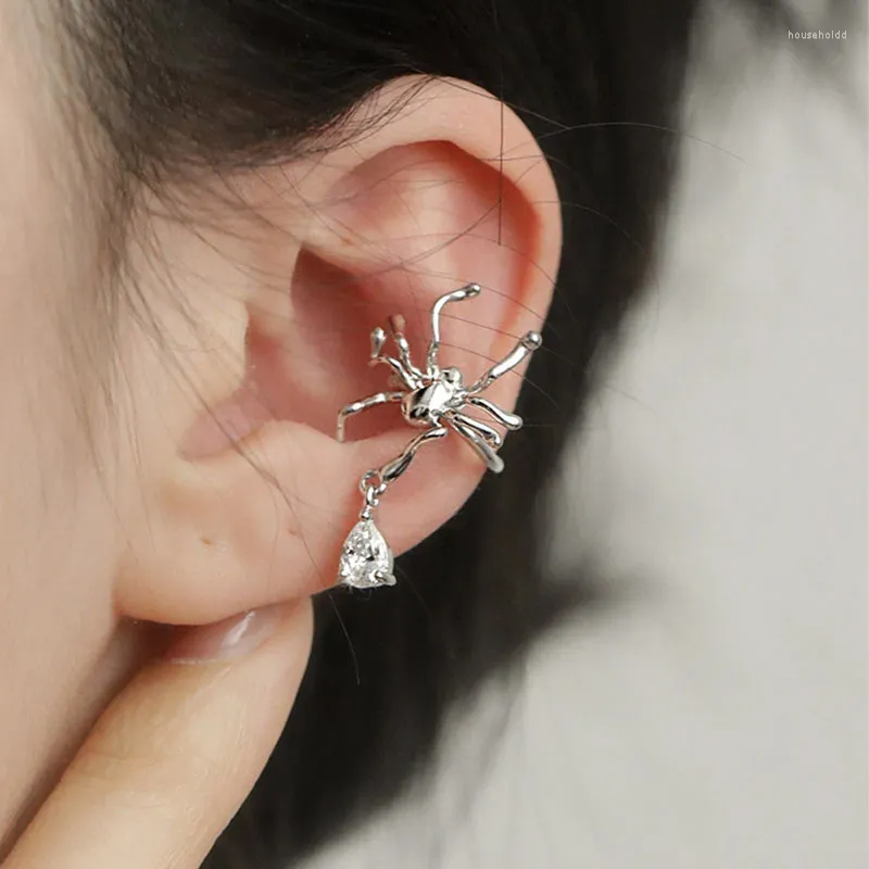 Foxanry – boucles d'oreilles à dos pour femmes, Clip araignée anti-allergie, Design créatif à la mode, pendentif en Zircons blancs, bijoux de mariée de mariage
