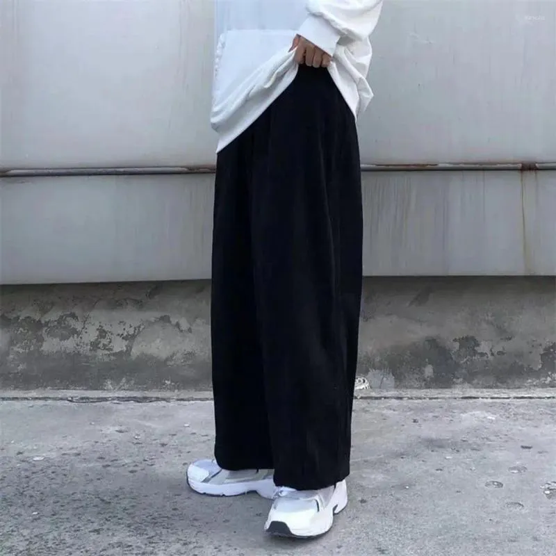 Męskie spodnie luźne pasty do pestek sztrutarnych ludzi proste nogi w stylu japoński w stylu retro szerokie z elastyczną talią głęboką na swobodę