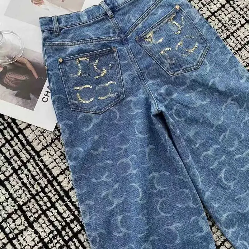 Дизайнерские джинсы Женские уличные брюки с открытой вилкой Узкие капри с вышивкой и принтом Джинсовые брюки Теплые джинсовые брюки для похудения Модная брендовая одежда от XS до