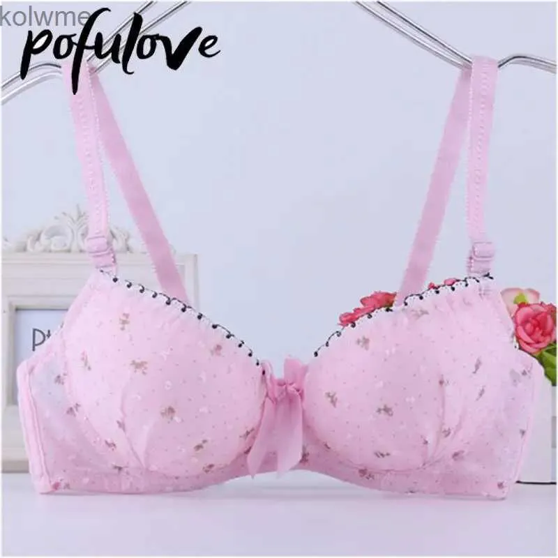 Sutiãs sutiã para adolescente estilo lolita rosa push up sutiãs floral renda roupa interior bonito doce bralette com underwire sutiãs reunidos yq240203