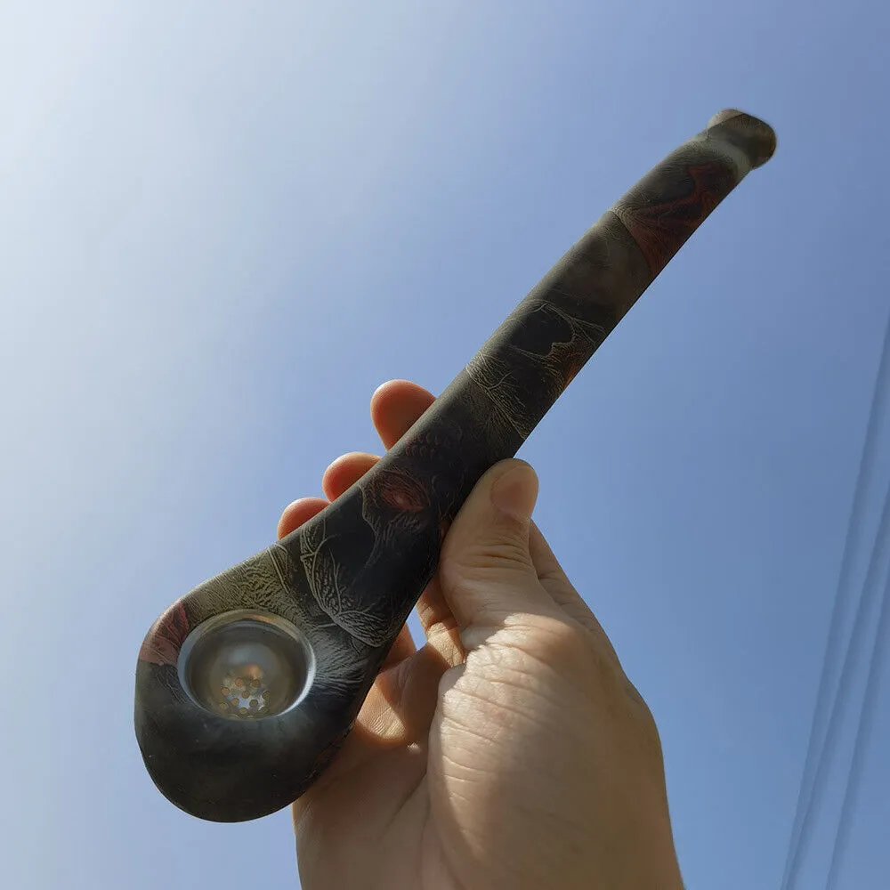 Tuyaux à main incassables en Silicone noir de 9.3 pouces, Pipe à fumer en Silicone avec bol en verre