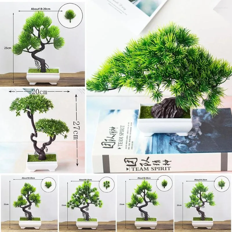 Fleurs décoratives maison fausses plantes bonsaï Mini artificiel en plastique arbre vert en pot salon Table jardin Arrangement ornements