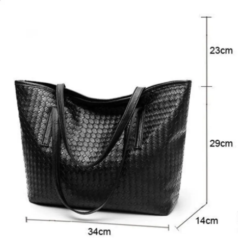 Women Mochila 2024 Design Woven Packbag Lady Large Capacity Shoulder Bags Fashion Casual Tote Bag Simple Big Bag Handbags 240118