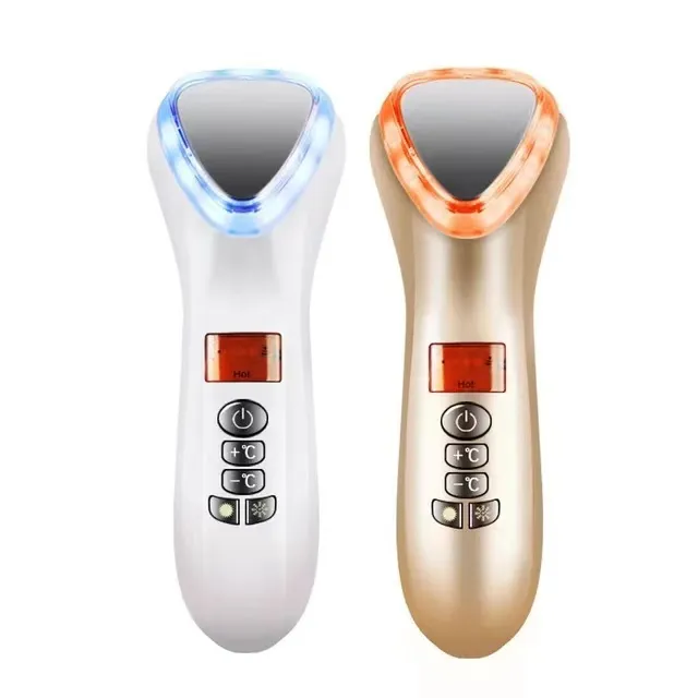 Rosto ponto de gelo massagem rf vibratória quente e fria máquina beleza terapia fria martelo cuidados beleza equipamentos multifuncionais