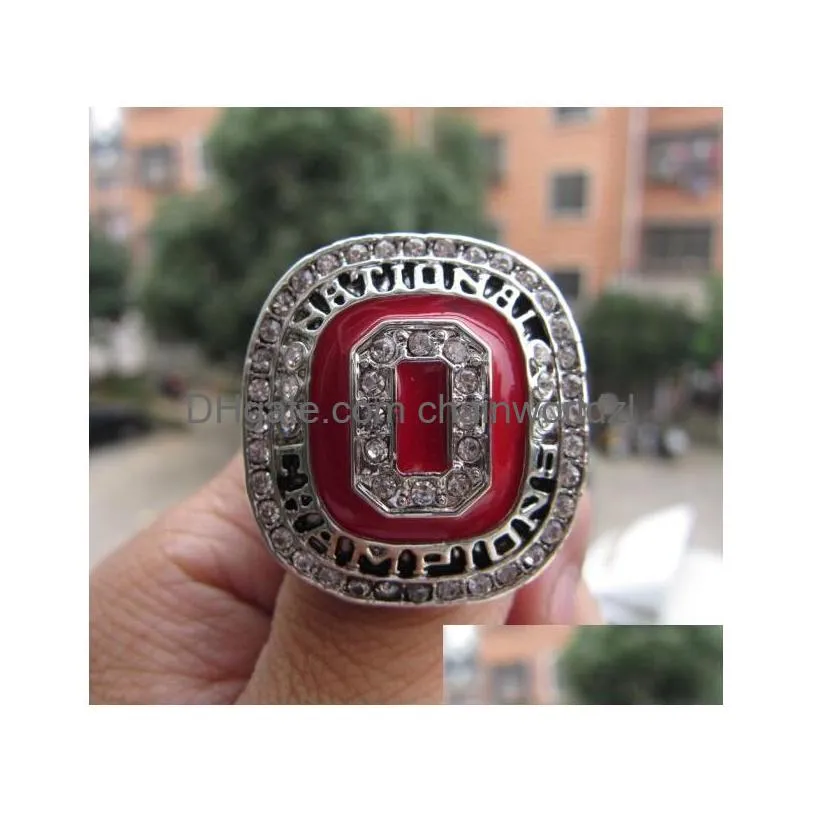 Ohio State 2014 Osu Buckeyes Cfp Voetbal Nationaal Kampioenschap Ring Met Houten Display Box Souvenir Mannen Fan Gift Groothandel Drop De Dhibl