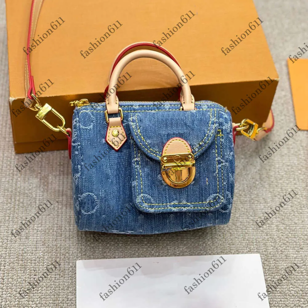 Schoudertassen 23fw dames s ontwerpers denim tas bloemen kussen schouderband crossbody dames handtas met originele metalen zakje portemonnee 16 cm