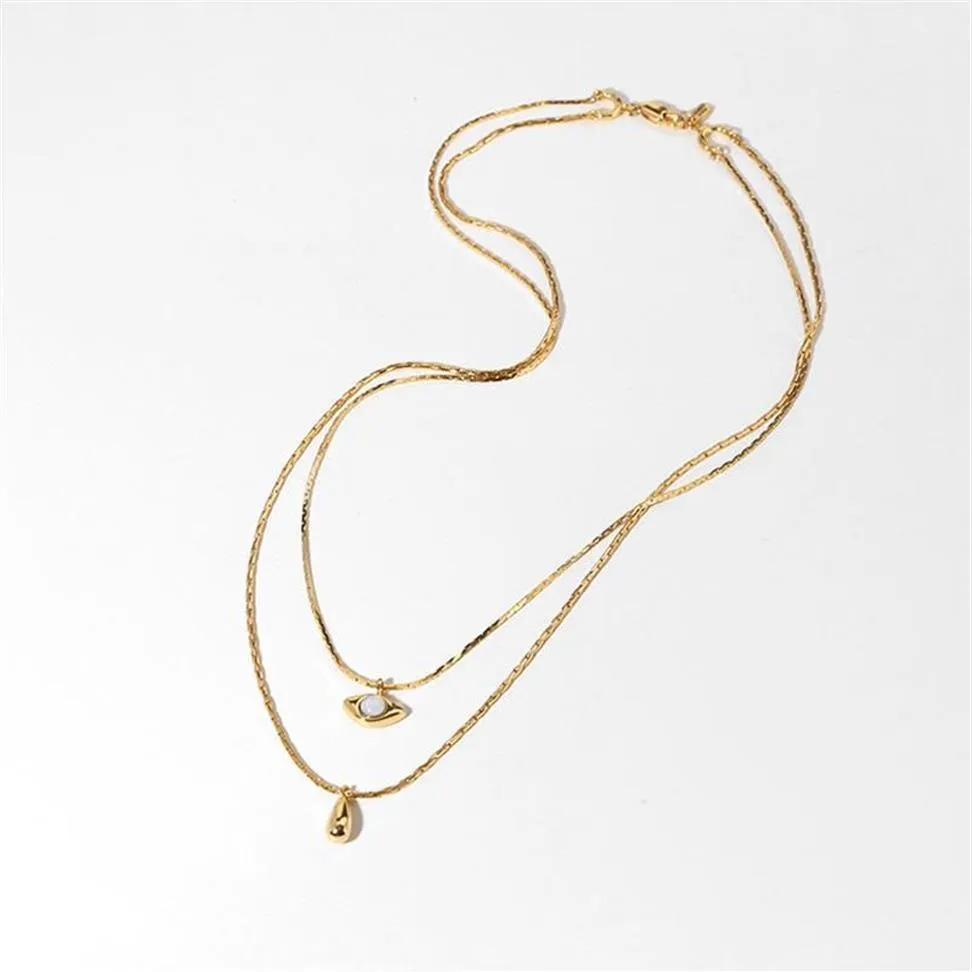 Dainty Gold Necklace Women Girls Opal Necklace Double Leaer Chain Simple Clavicle ChainNecklace Clavicle Chain Jewelry252J