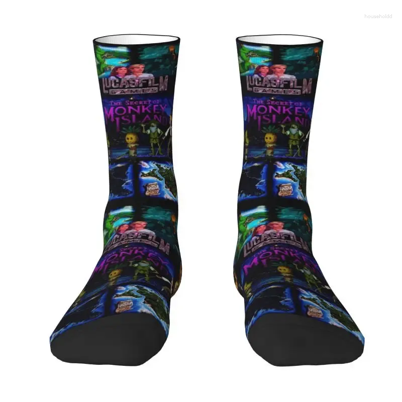 Herrensocken Monkey Island Mens Crew Unisex Lustiges 3D-gedrucktes Piraten-Abenteuerspielkleid