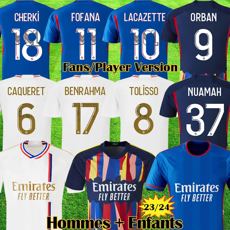 22 23 24 Maillot de Foot Benrahma Soccer Jerseys Orban Nuamah ol 4th Tagliafico Fofana Football Shirts 2023 2024 Third Traore Man Blue Kid Kits Equipment Lyon Tops