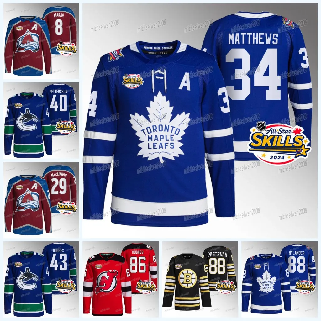 2024 مهارات All-Star Jersey William Nylander Cale Makar Mathew Barzal Leon Draisaitl Nathan Mackinnon Auston Matthews Elias Pettersson Quinn Hughes Jack Hughes