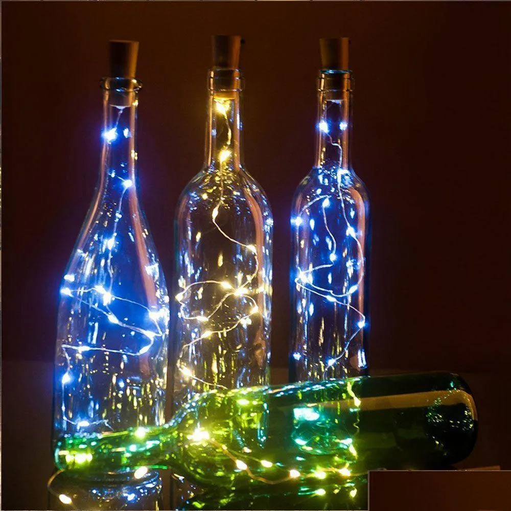 Cuerdas LED 20LED Luz Corcho Vidrio Vino Cobre Cadena Fiesta de Navidad Boda Decoración navideña Luces Gota Entrega Iluminación Dhl3R