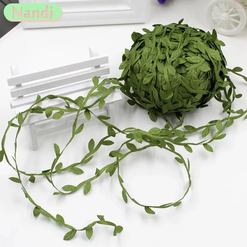 Dekorativa blommor 10-20m Simulerat tyg Willow Leaf Rattan Diy Woven Garland Accessories Green Vine Plant Leaves