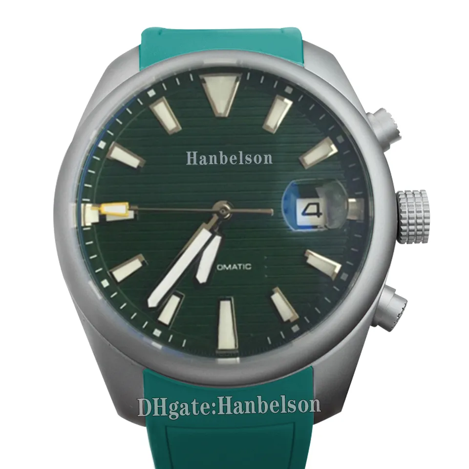 Mechanisch herenhorloge Keramische ring Groen gezicht sport Automatisch rubberen polshorloge 43 mm