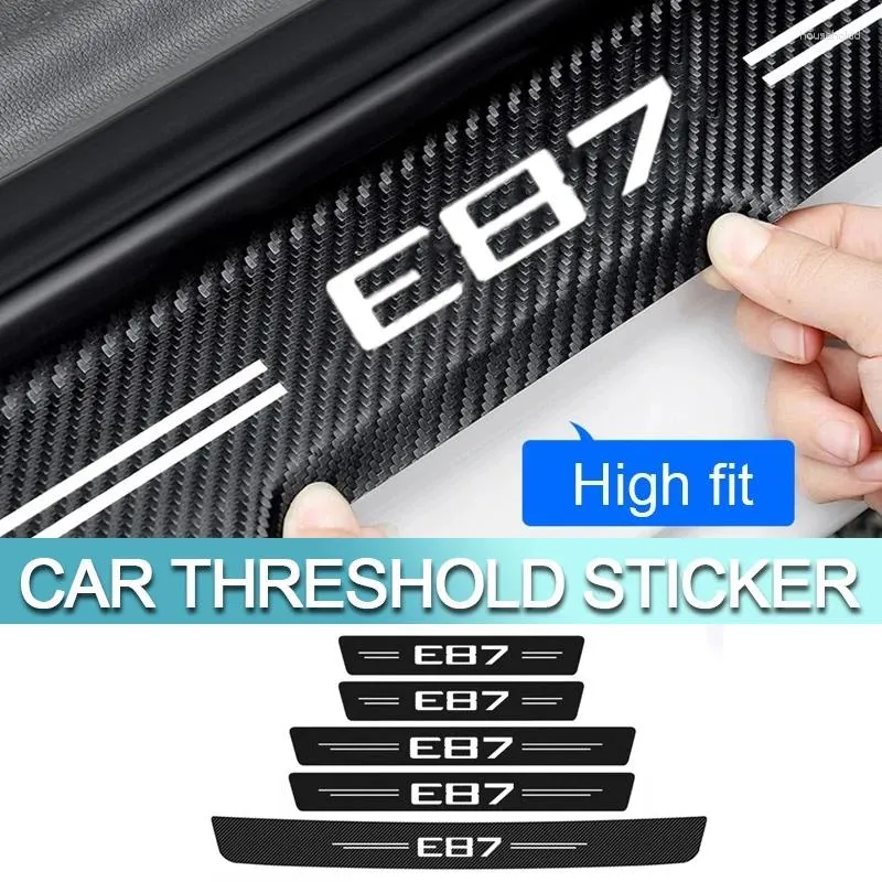 Interior Accessories Car Door Sill Protective Plate Threshold Strips Rear Trunk Bumper Film Stickers For BMW E87 Logo Modified Styling