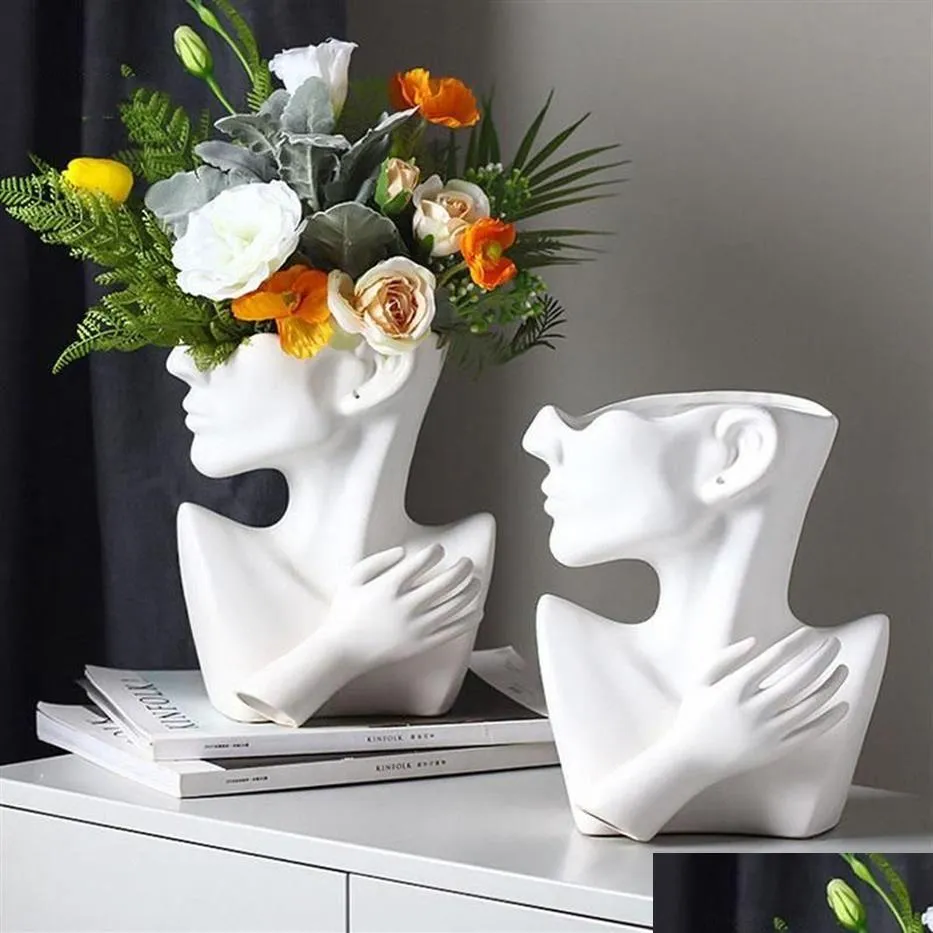 Vasos Vaso de resina Decoração de casa Vaso de flores Scpture Room Decoração Jóias Stand Colar Display Europeu Estátua de Arte Model266U Drop Del Dhnfk