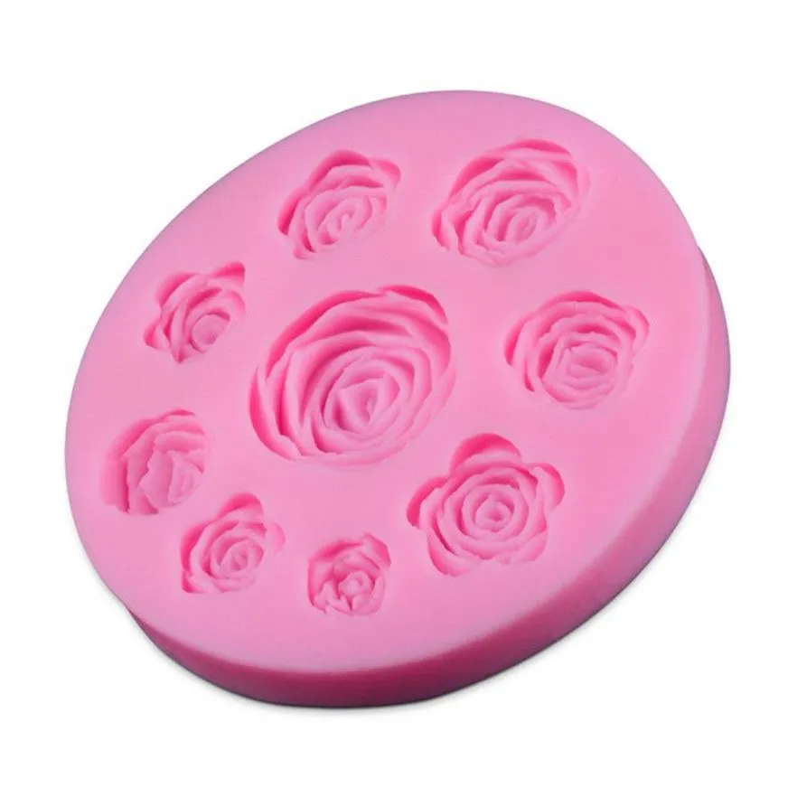 Högkvalitativ 3D -silikon 8 Mine Roses Craft Fondant Diy Chocolate Mold Cake Decoration Candy Soap Mold Baking Tools302f