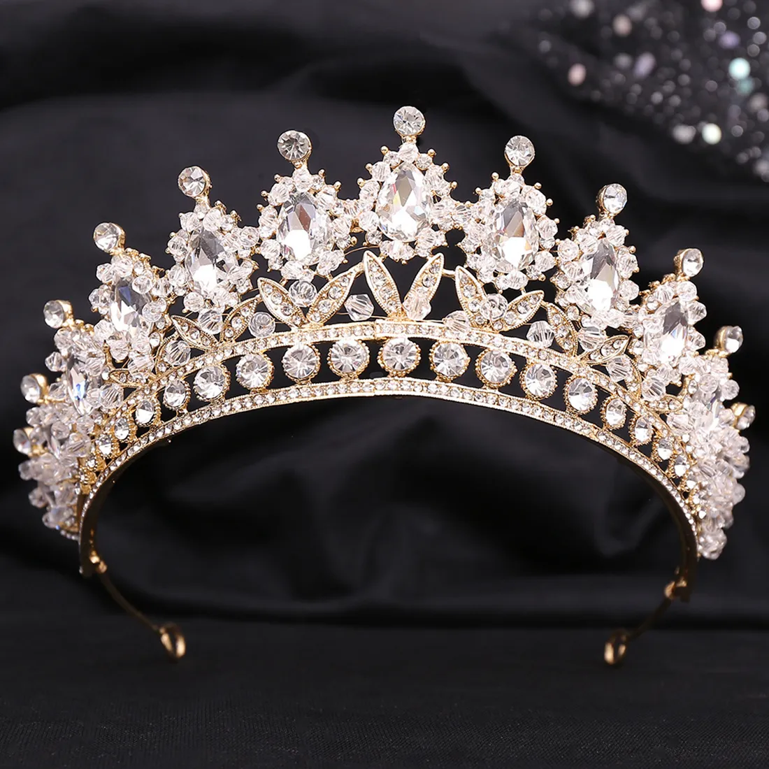 Sparkling Bridal Hair Crown Headpiece: Gold Silver Rhinestone