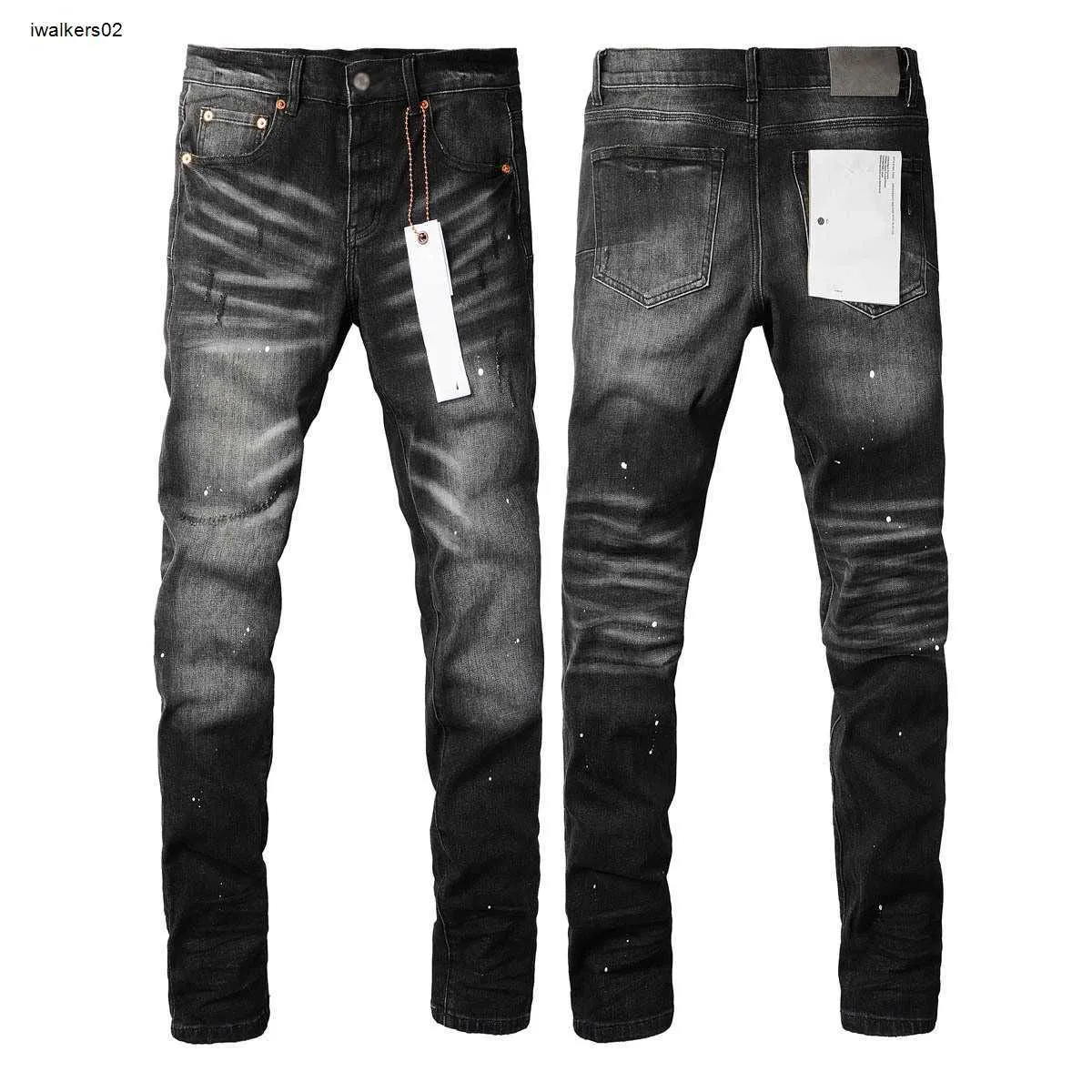 Designer jeans för herrbyxor lila jeans mens jeans orolig rippade smala fit motorcykel mans staplade jogging klassiska jeans byxa 03 februari