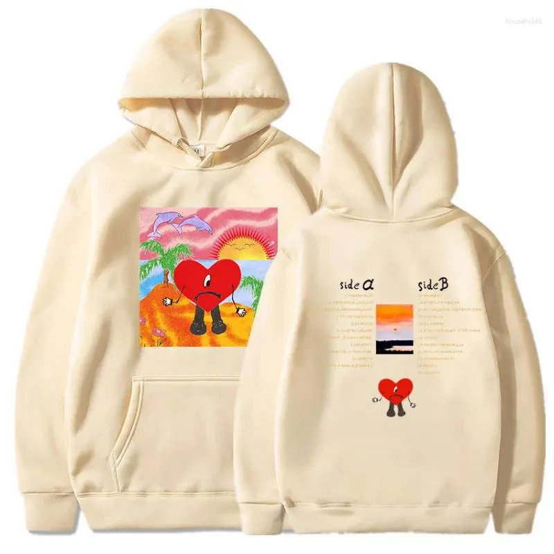 Hoodies masculinos coelho mau homem/mulher un verano sin ti álbum de música impressão com capuz moda harajuku hip hop streetwear y2k moletom