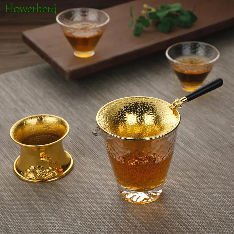 Pure Copper Tea Infuser Tea Filter Kung Fu Tea Set Tea Strainer Copper Strainers Tea Separator Creative Kitchen Accessories 240118